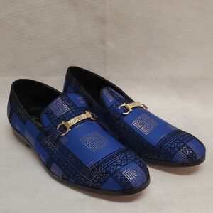 Success 12 Elegant Blue Patterned Slip-On Loafers